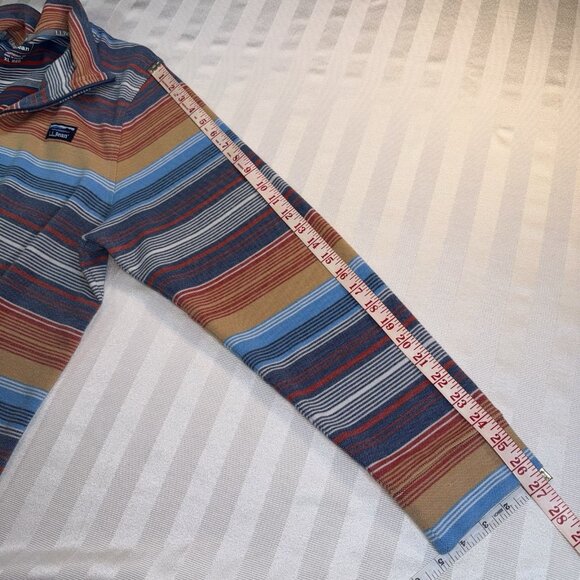 LL Bean Traditional Fit Multicolor Striped Pullover Sweatshirt Men’s XL 1/4 Zip - Picture 7 of 11
